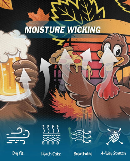 Funny Thanksgiving Turkey Polo Shirt for Men, Holiday Pattern Style | Azhawaiian