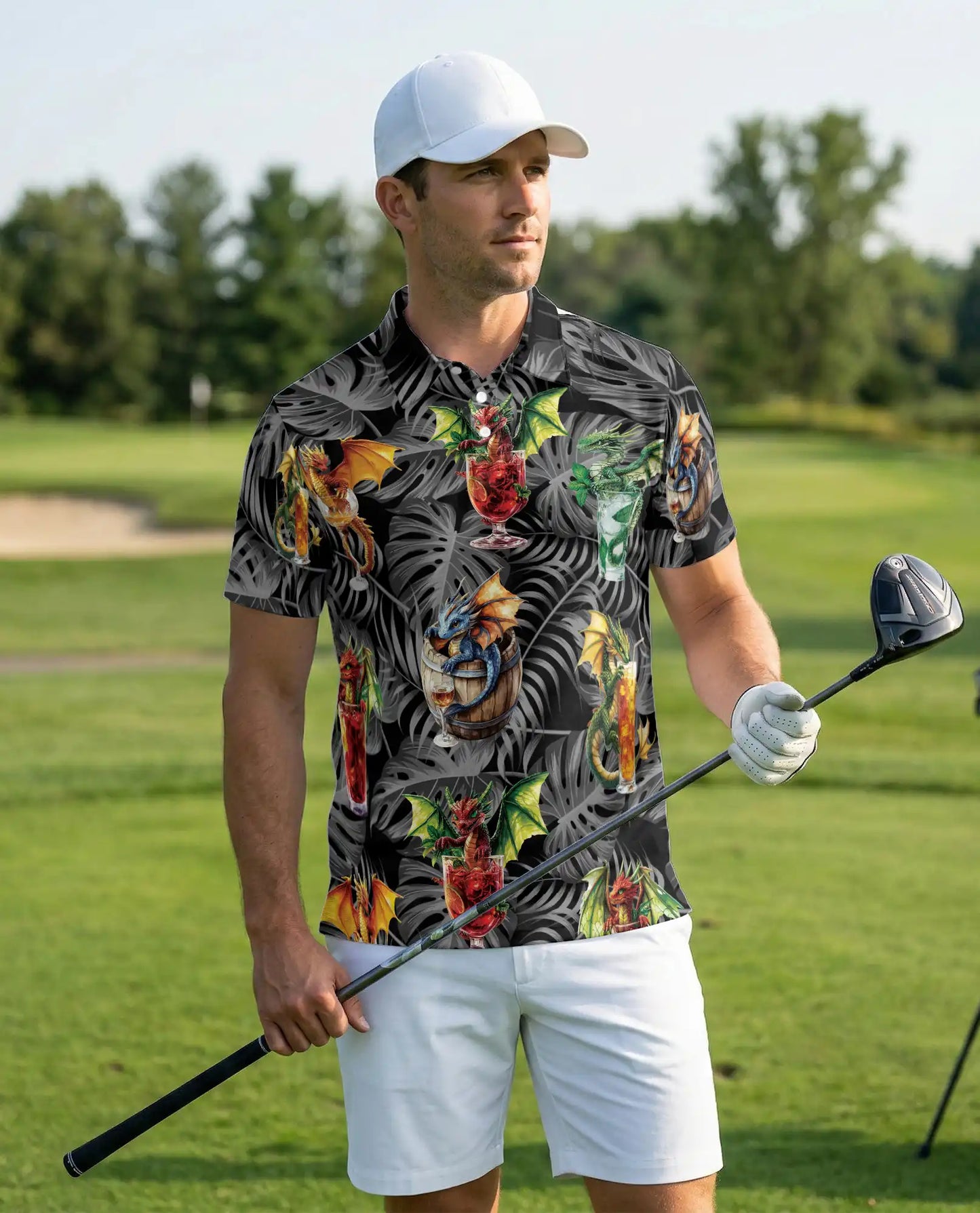 Dragon Tropical Cocktail Polo Shirt | Azhawaiian