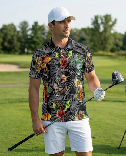 Dragon Tropical Cocktail Polo Shirt | Azhawaiian