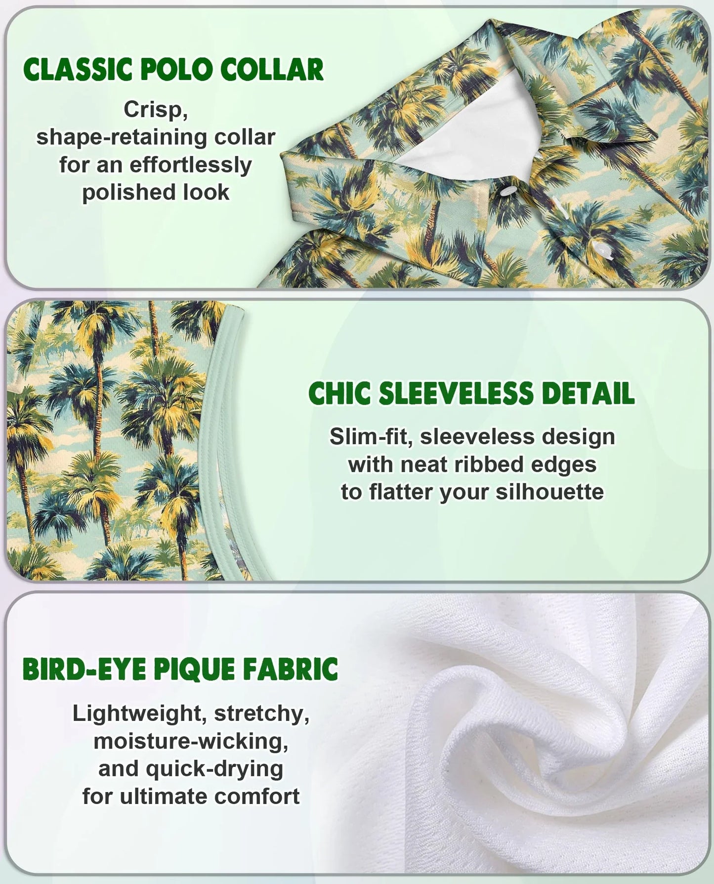 Tropical Print Sleeveless Polo Shirt for Women | Azhawaiian