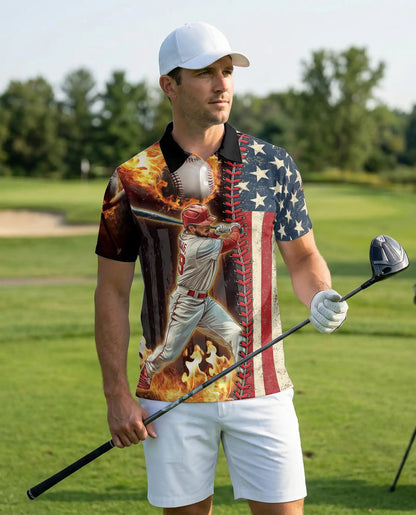 Baseball USA Flag Polo Shirt | Azhawaiian