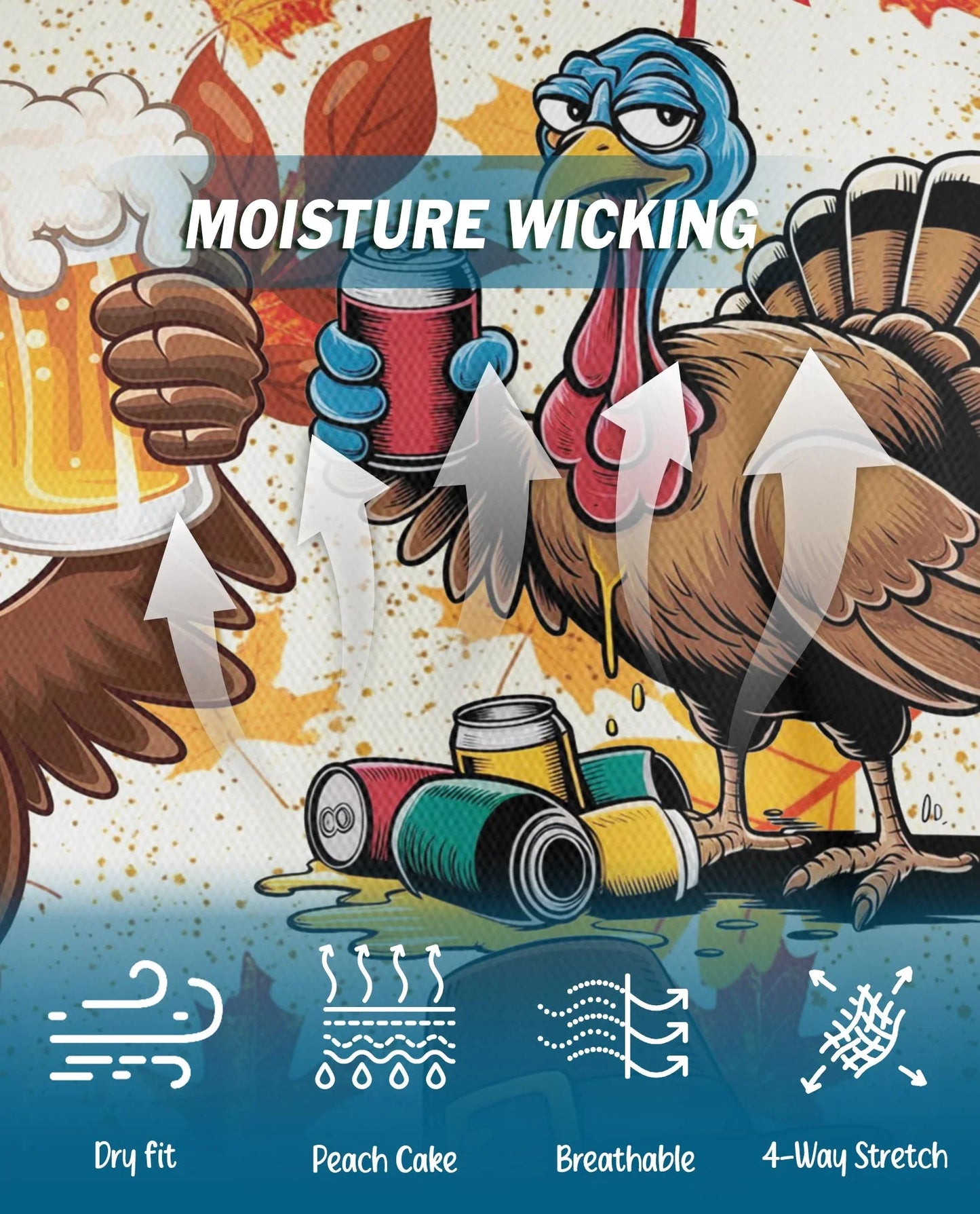 Thanksgiving Turkey Beer Polo Shirt for Men, Funny Holiday Style | Azhawaiian