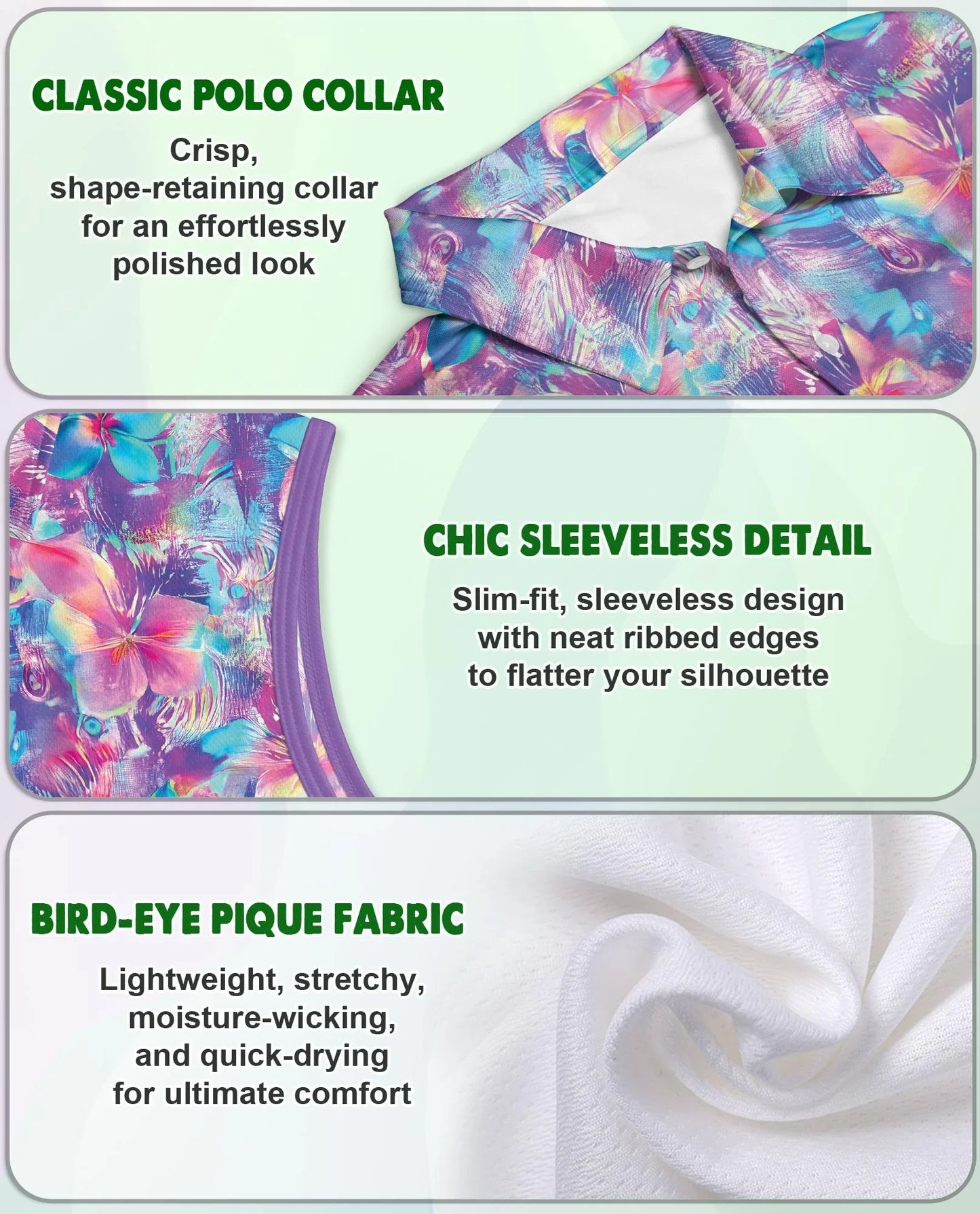 Neon Flower Sleeveless Polo Shirt for Women | Azhawaiian