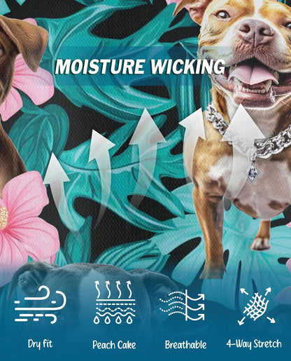 Pitbull Hibiscus Tropical Polo Shirt for Men, Dog Island Style | Azhawaiian