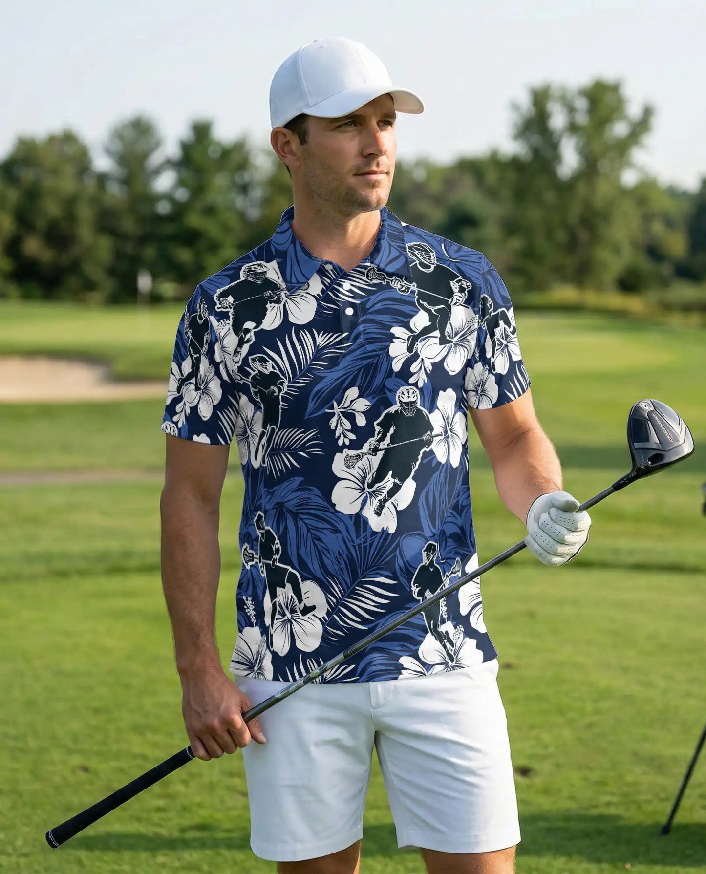 Tropical Lacrosse 3D Polo Shirt for Men, Hawaiian Sports Floral Style | Azhawaiian