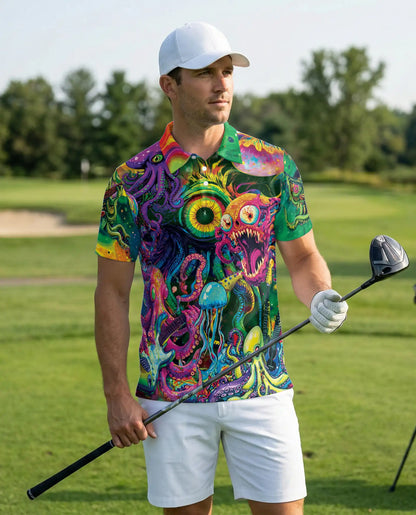 Psychedelic Sea Monster Polo Shirt | Azhawaiian