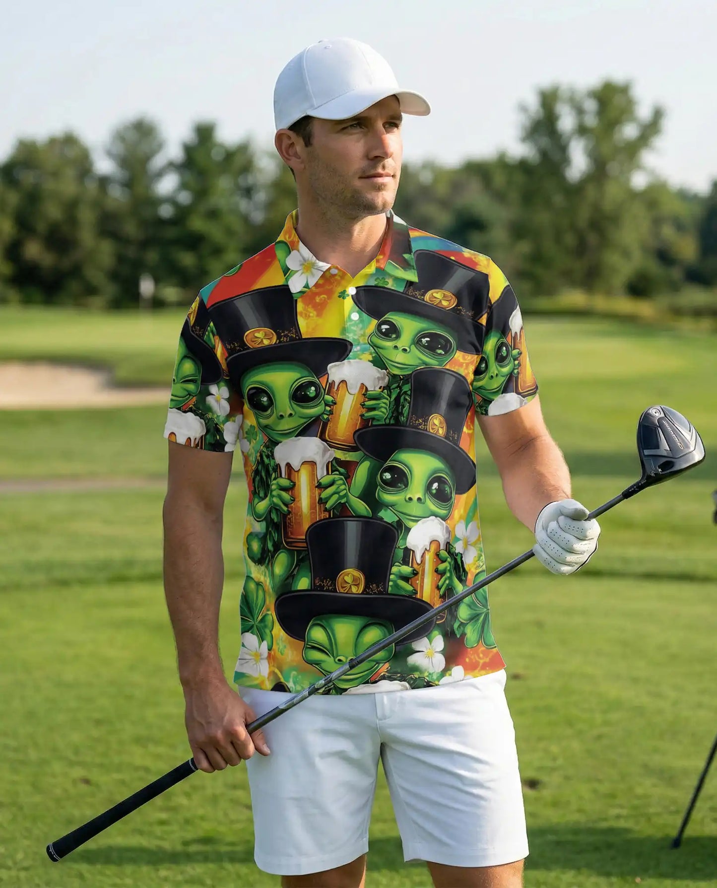 Alien St Patrick’s Polo Shirt, Funny Beer | Azhawaiian