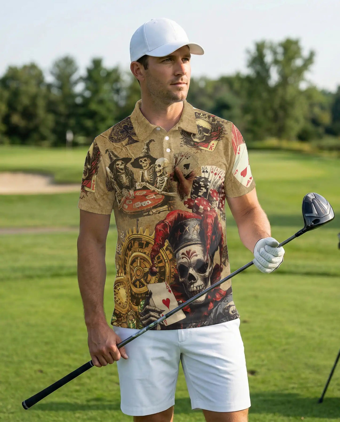 Skull Poker Casino Polo Shirt | Azhawaiian