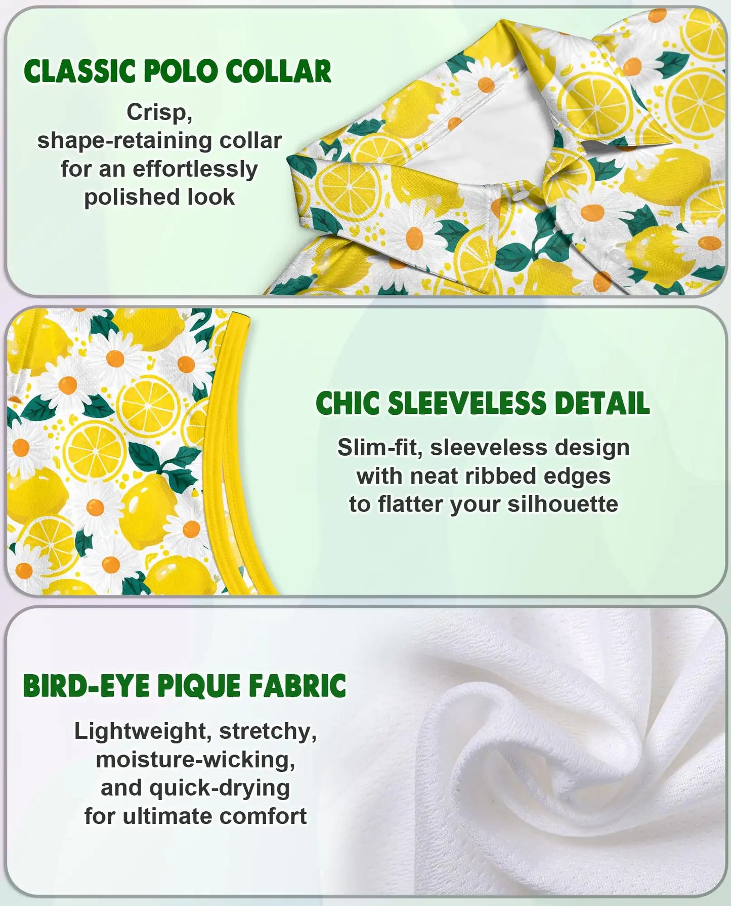 Citrus Blossom Sleeveless Polo Shirt for Women  | Azhawaiian