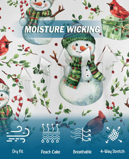 Christmas Snowman Polo Shirt, Cardinal Bird Holiday Print | Azhawaiian