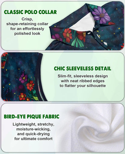 Colorful Chicken Farm Summer Sleeveless Polo Shirt for Women  | Azhawaiian