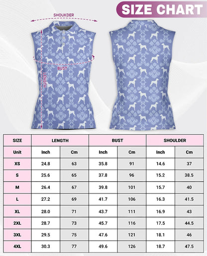 Boxer Dog Damask Pattern Sleeveless Polo Shirt for Women