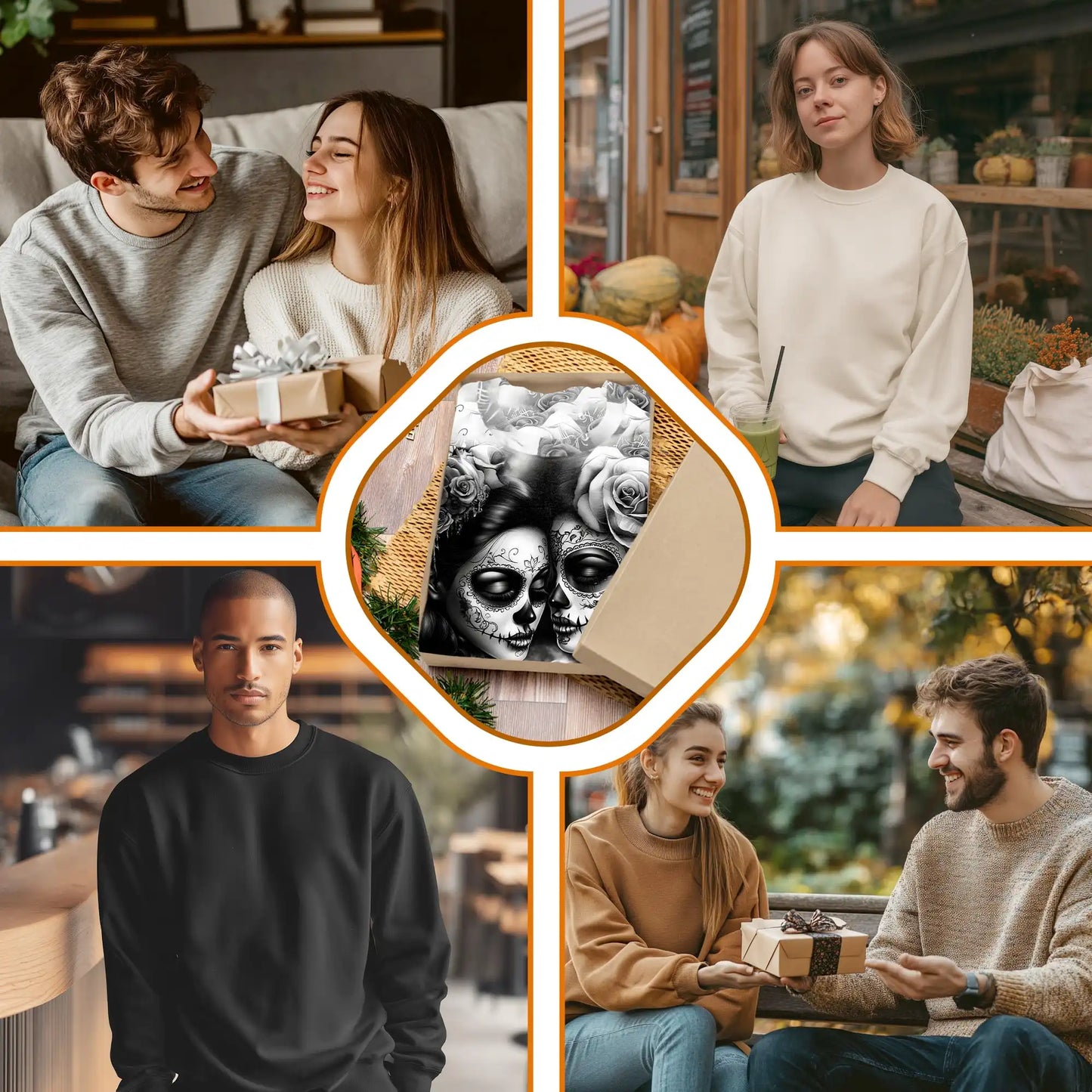Lesbian Skull Couple Sweatshirt – Colorful Graphic 3D All Over Print Design