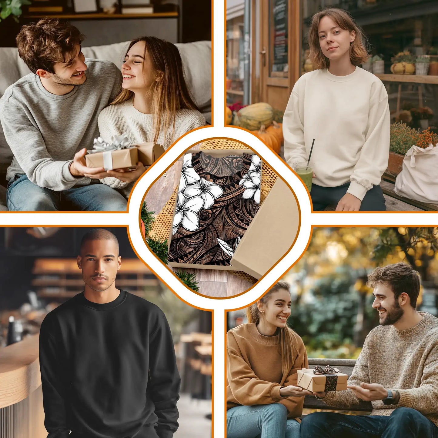 Hibiscus Tribal Floral Brown Sweatshirt – Tropical 3D All Over Print Design