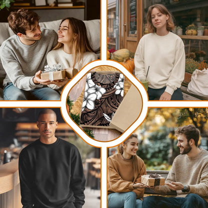 Hibiscus Tribal Floral Brown Sweatshirt – Tropical 3D All Over Print Design