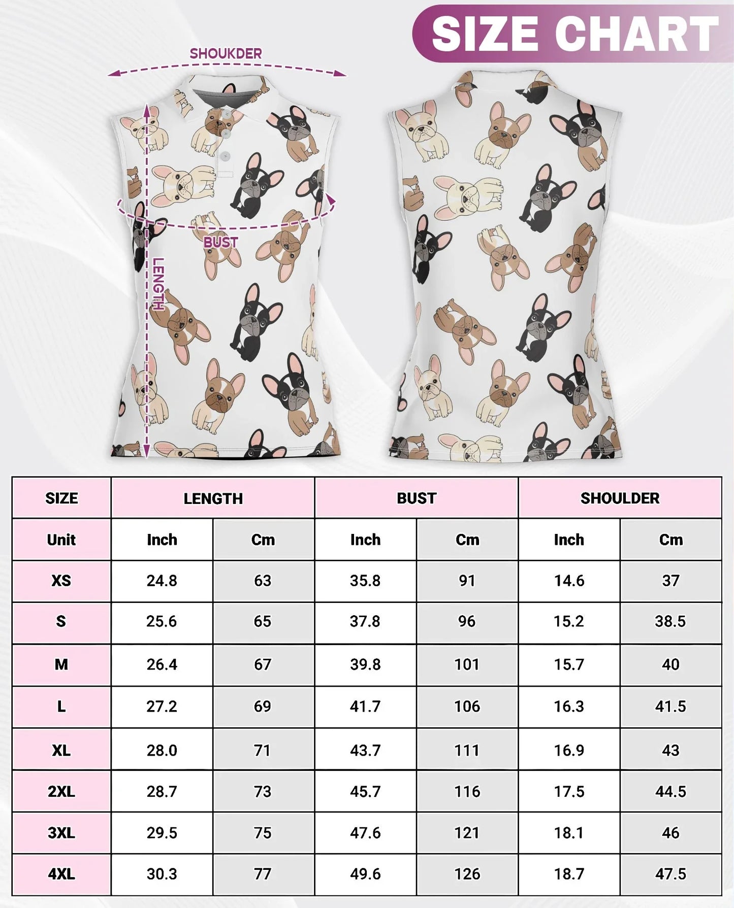 French Bulldog Sleeveless Polo Shirt for Women | Azhawaiian