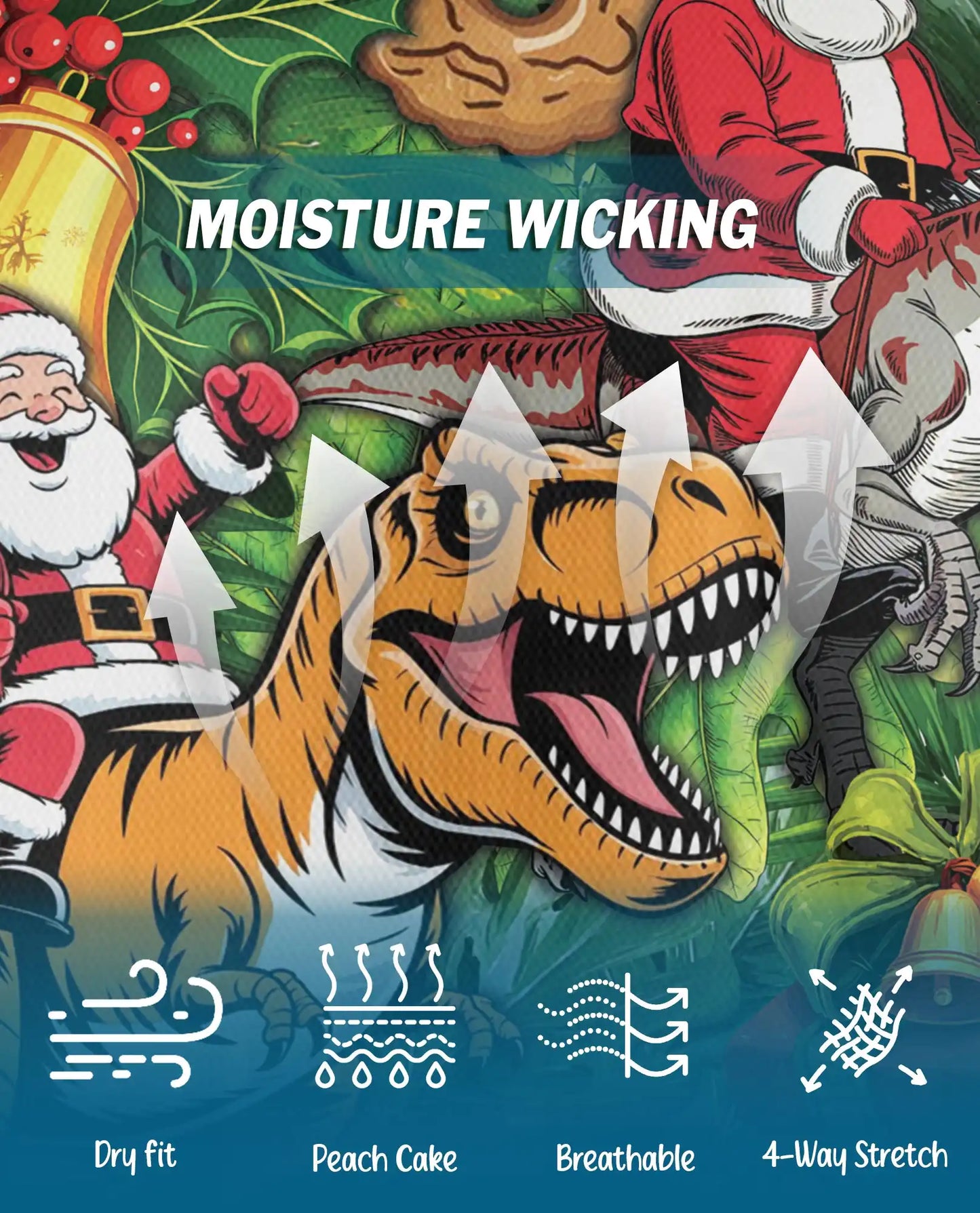 Christmas Dinosaur 3D Polo Shirt for Men, Funny Santa T Rex Holiday Style | Azhawaiian
