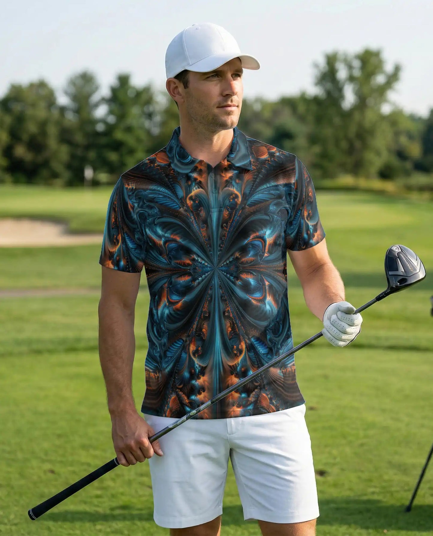 Abstract Fractal Art Polo Shirt for Men | Azhawaiian