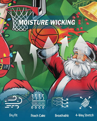 Basketball Santa Christmas Polo Shirt - Holiday Sports Fan Style | Azhawaiian