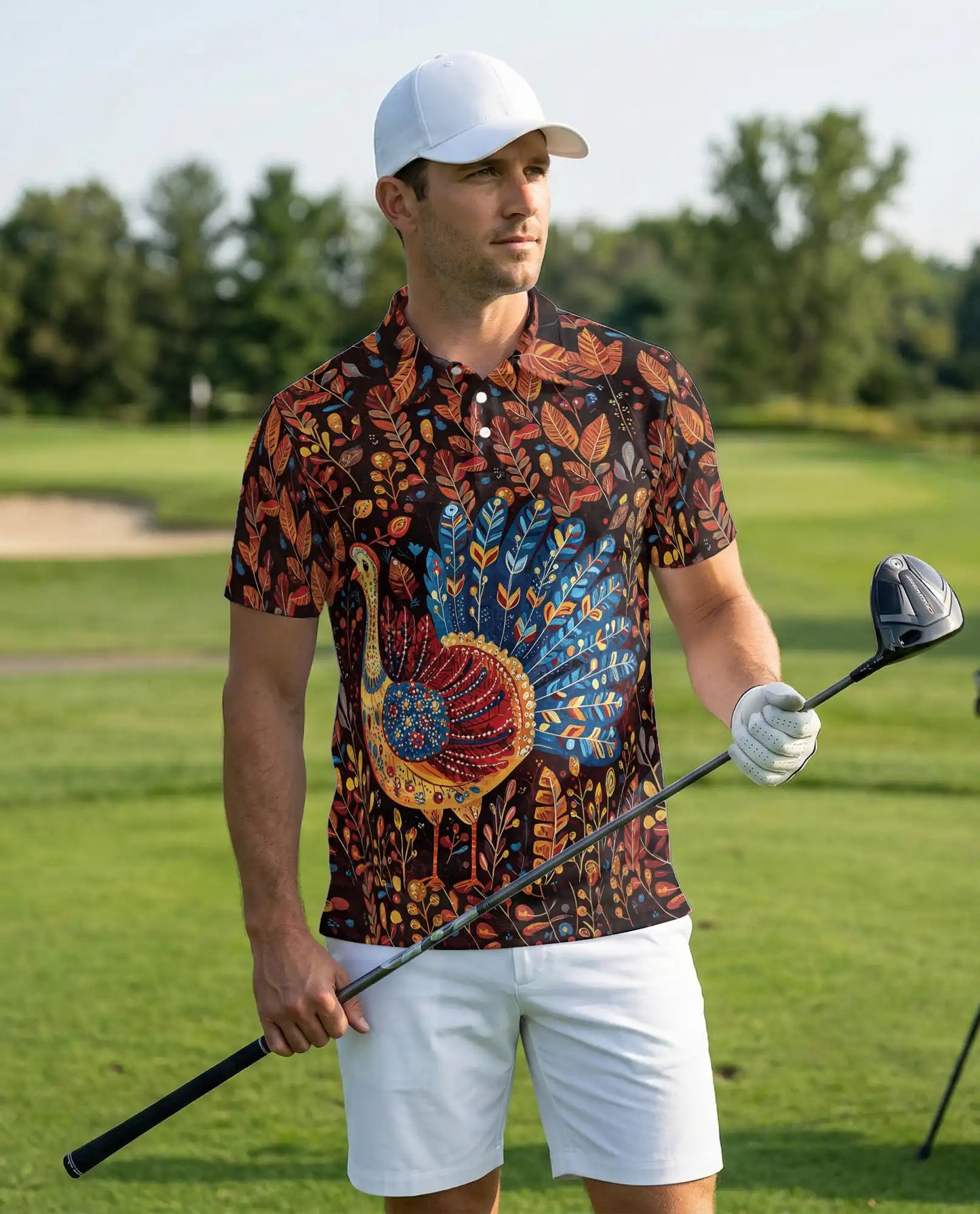 Colorful Turkey Fall 3D Polo Shirt for Men | Azhawaiian