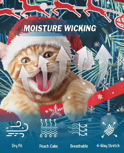 Christmas Cat Polo Shirt - Funny Holiday Kitty Style | Azhawaiian