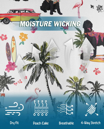 Black Poodle Tropical Beach Polo Shirt for Men- Print Hawaiian Dog  | Azhawaiian