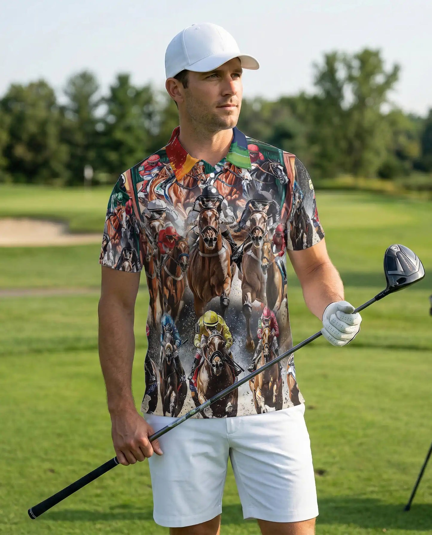Horse Racing Polo Shirt, Derby Jockey Print | Azhawaiian