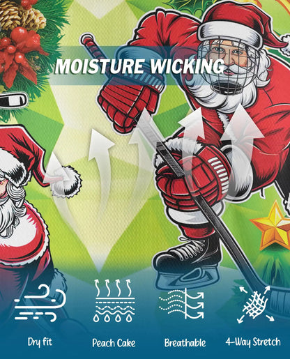 Christmas Hockey Santa Polo Shirt for Men, Festive Holiday Style | Azhawaiian