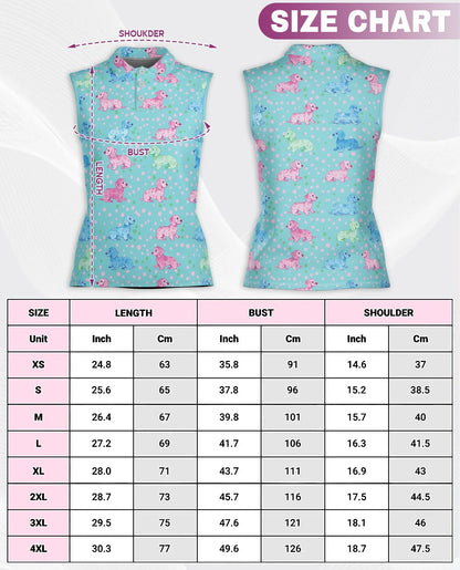 Dachshund Sleeveless Polo Shirt for Women
