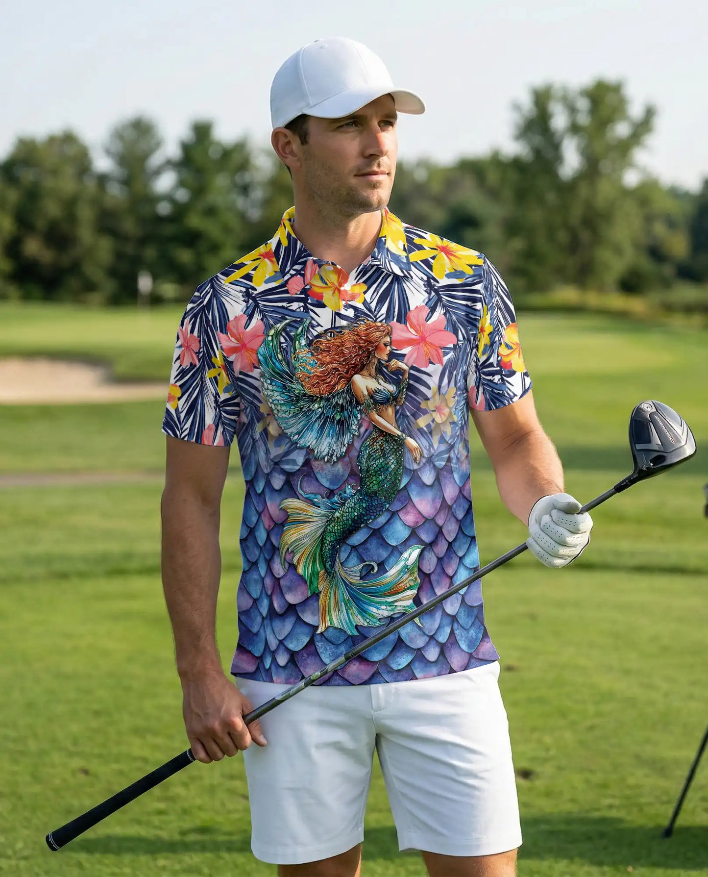 Mermaid Hawaiian Polo Shirt, Tropical Ocean Style | Azhawaiian