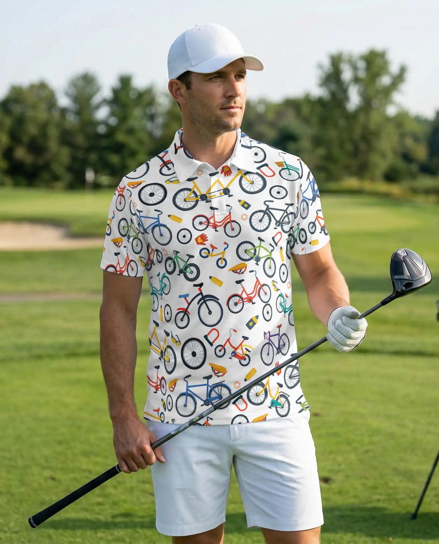 Colorful Bicycle Pattern Polo Shirt-Cycling Lifestyle Bike Lover Design | Azhawaiian