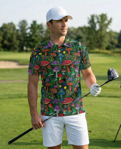 Psychedelic Mushroom 3D Polo Shirt for Men | Azhawaiian