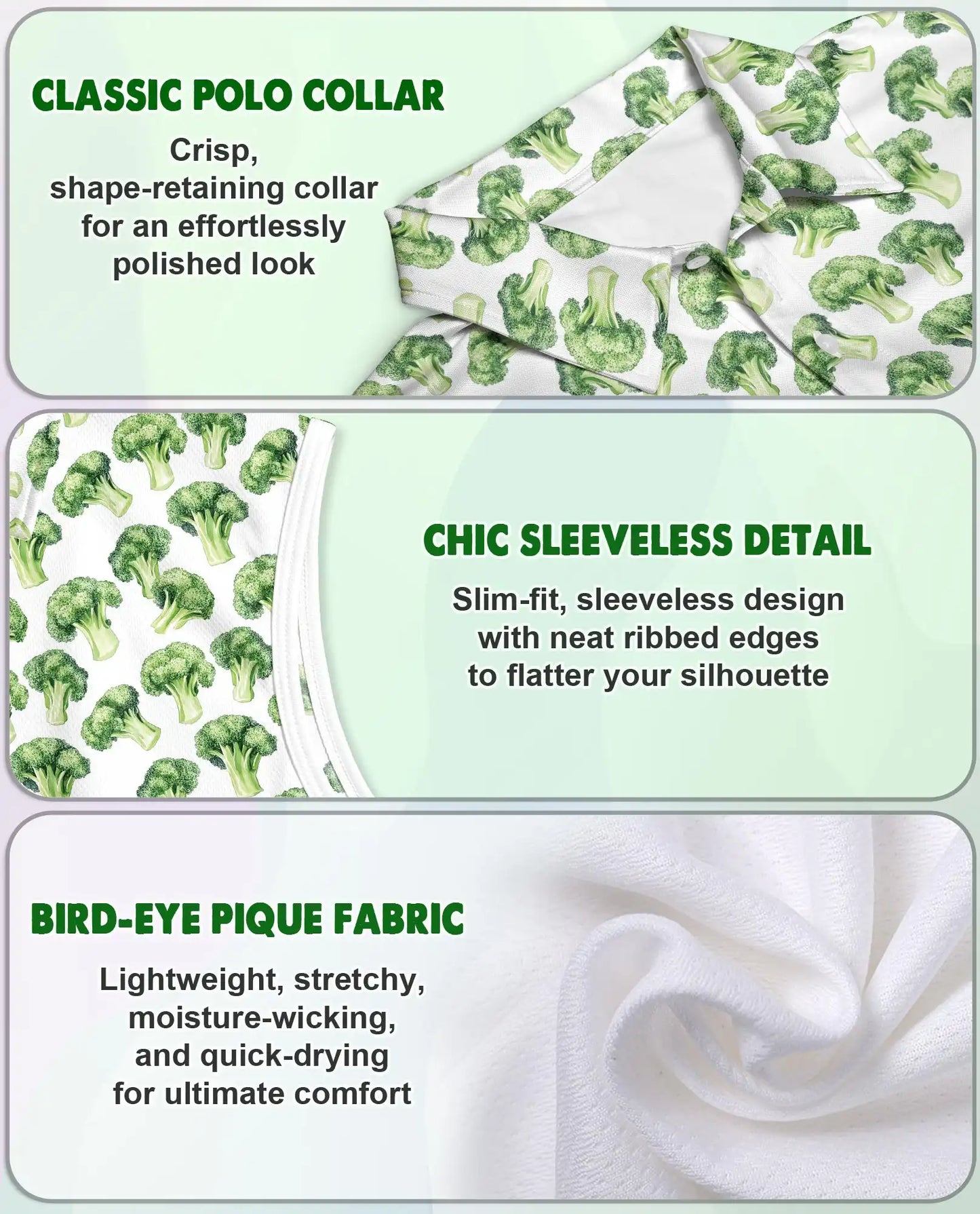 Vegetable Print Sleeveless Polo Shirt for Women, Fresh Food Lover Style | Azhawaiian