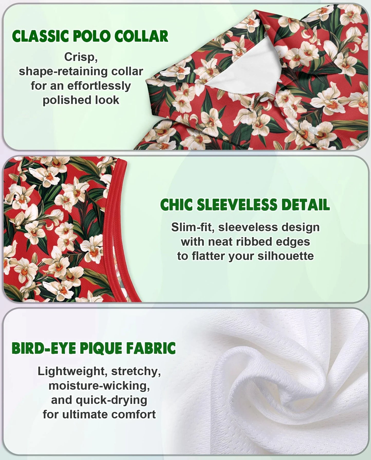 Red Orchid Ginger Sleeveless Polo Shirt for Women | Azhawaiian