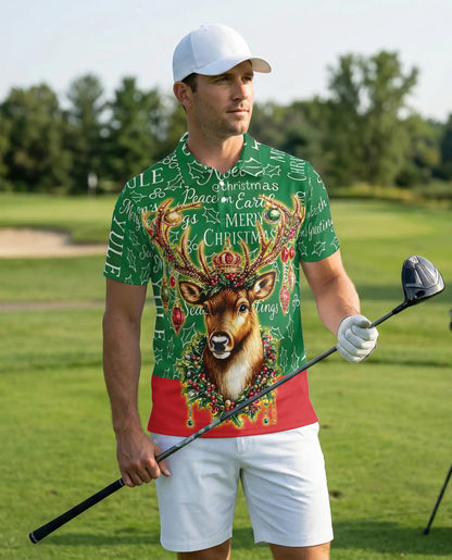 Christmas Reindeer Polo Shirt, Festive Holiday Style | Azhawaiian