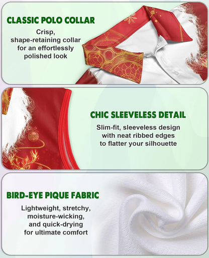 Santa Claus Christmas Costume Sleeveless Polo Shirt for Women | Azhawaiian