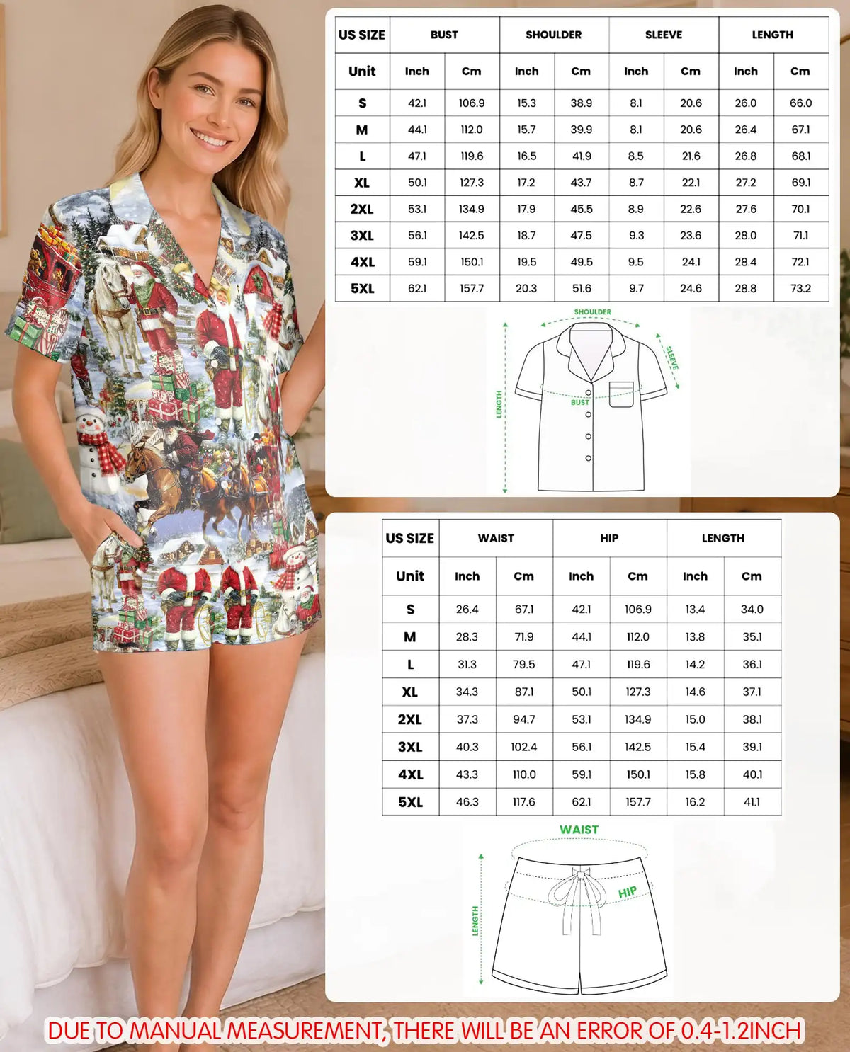 Western Cowboy Santa Pajama Set for Women – Christmas Print