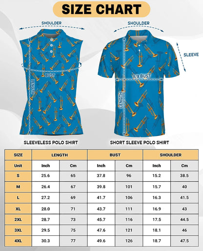 Trombone Pattern Sleeveless Polo Shirt for Women | Azhawaiian