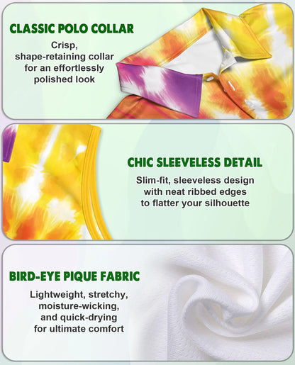Tie Dye 3D Sleeveless Polo Shirt for Women | Azhawaiian