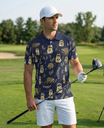Raccoon Polo Shirt, Woodland Animal Print | Azhawaiian
