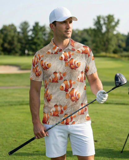 Clownfish Ocean Reef Polo Shirt Tropical Marine Life Coastal Pattern | Azhawaiian