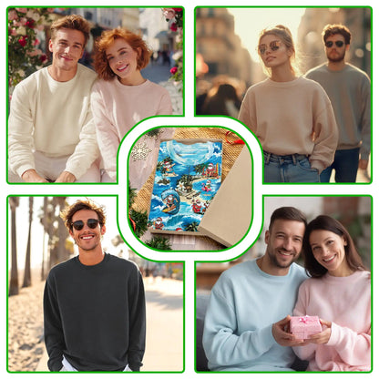 Funny Santa Surfing Dolphin Sweatshirt – Tropical Christmas 3D All Over Print Design