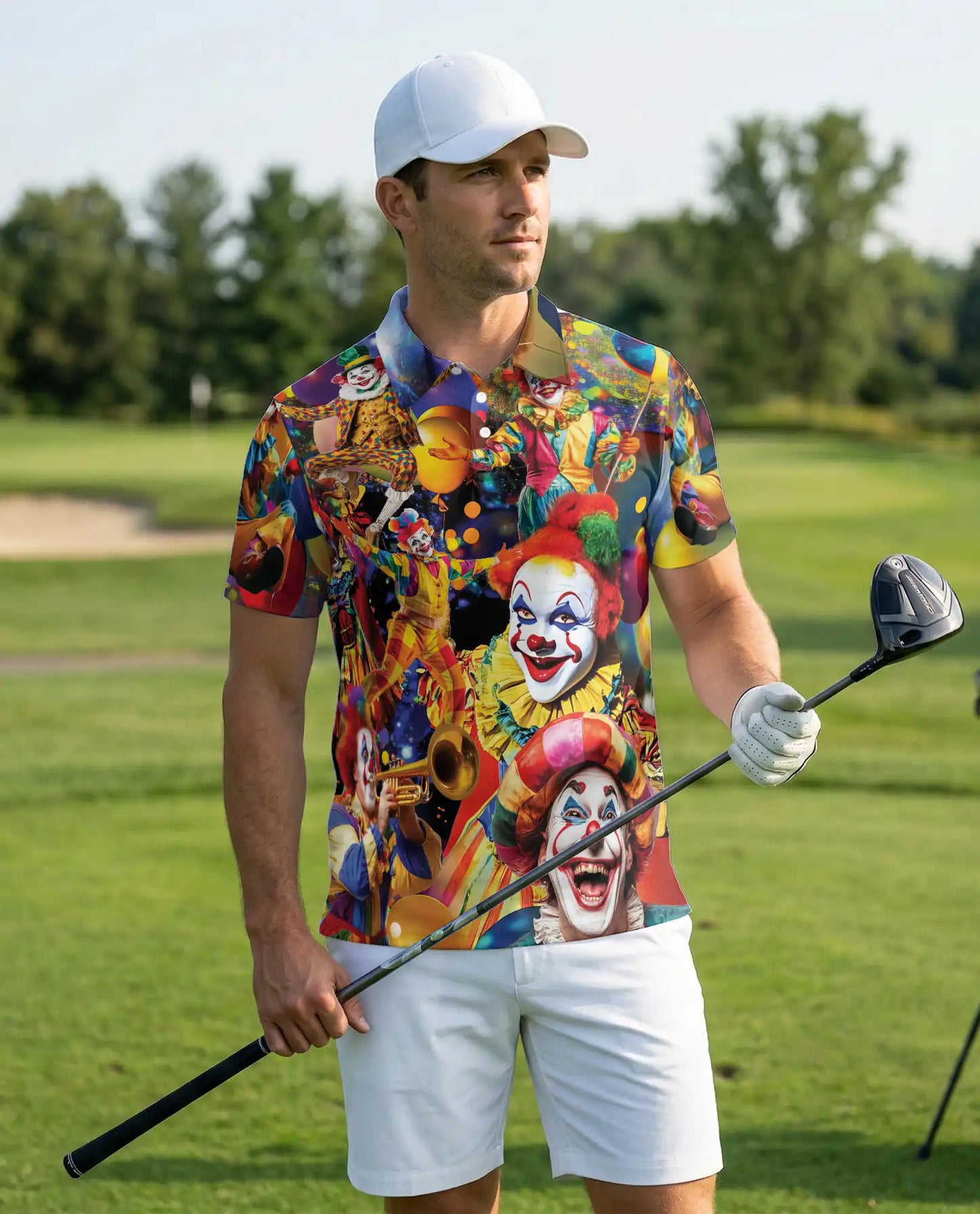 Clown Polo Shirt, Circus Carnival Print | Azhawaiian