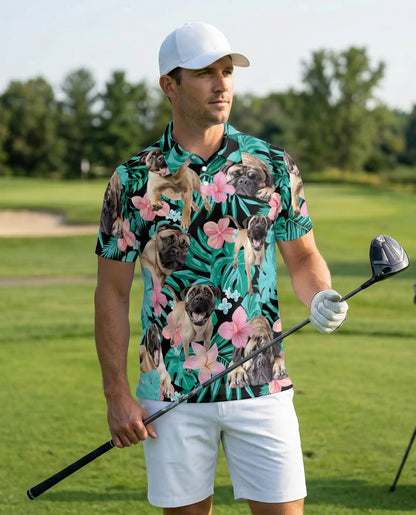Pug Tropical Floral Polo Shirt | Azhawaiian