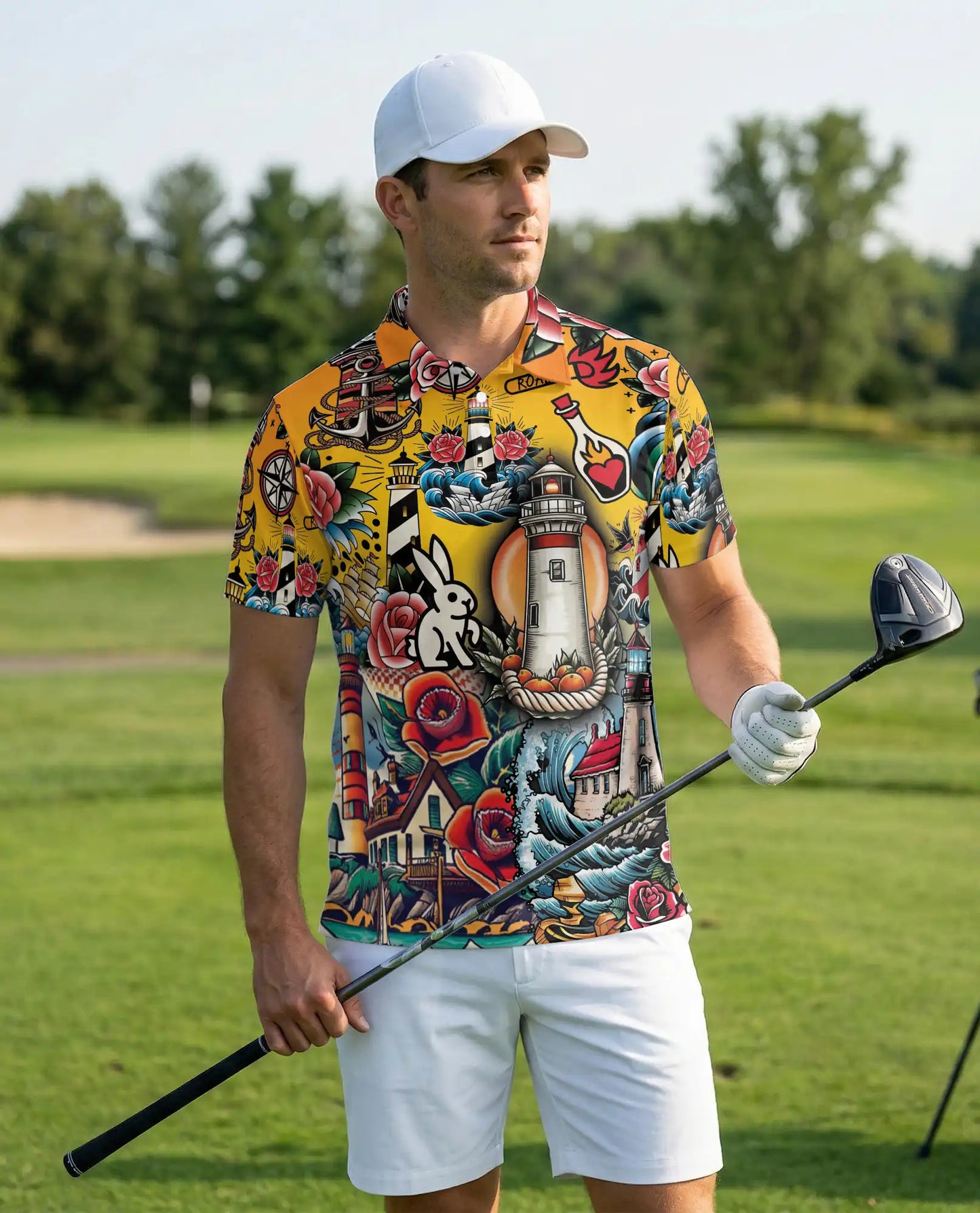 Tattoo Lighthouse Polo Shirt | Azhawaiian