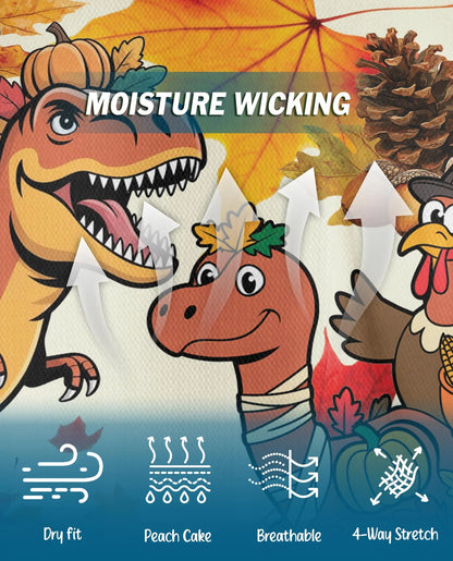 Thanksgiving Dinosaur Turkey Polo Shirt for Men, Funny Holiday Style | Azhawaiian