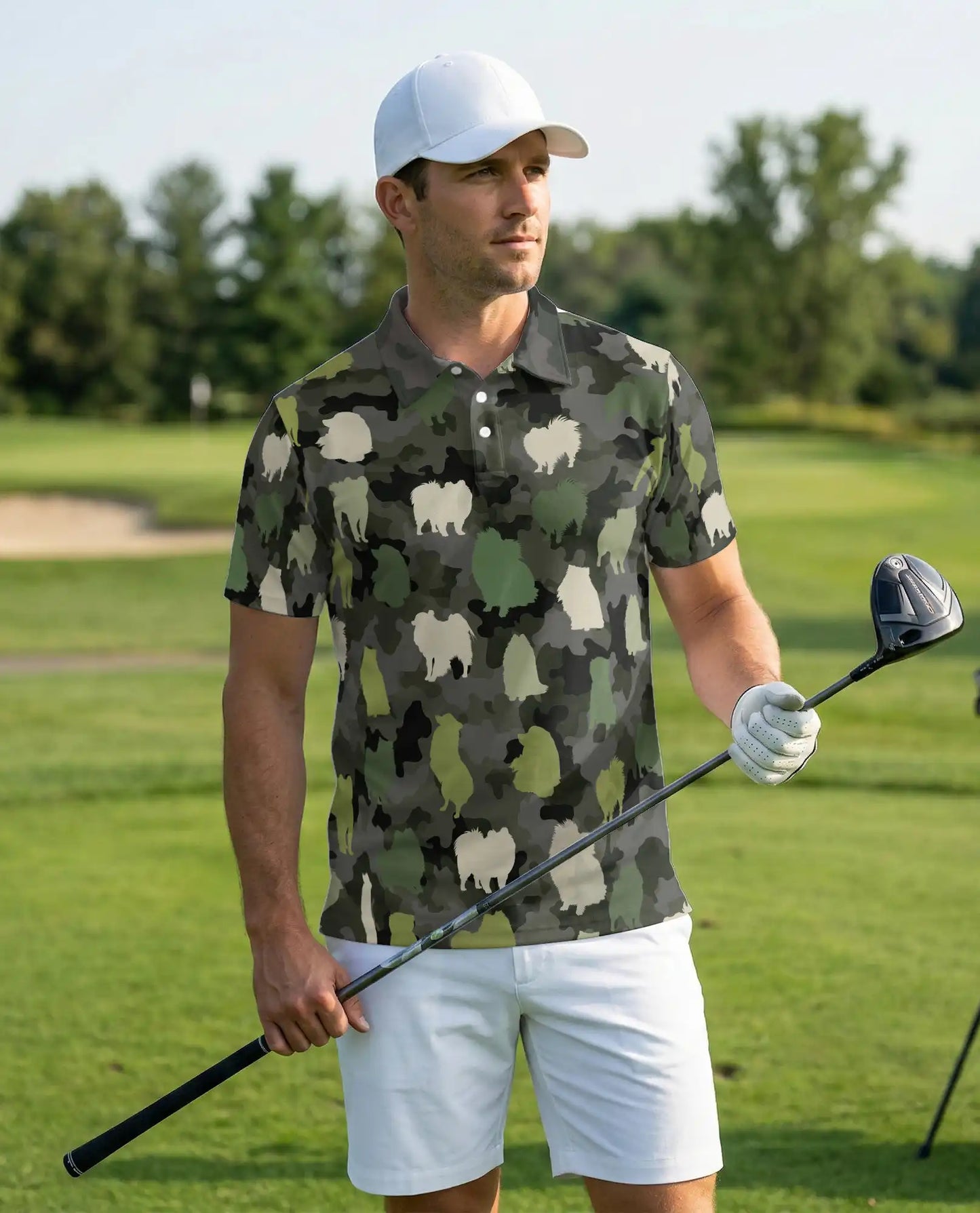 Buffalo Camouflage 3D Polo Shirt for Men, Rustic Wildlife Hunting Style | Azhawaiian