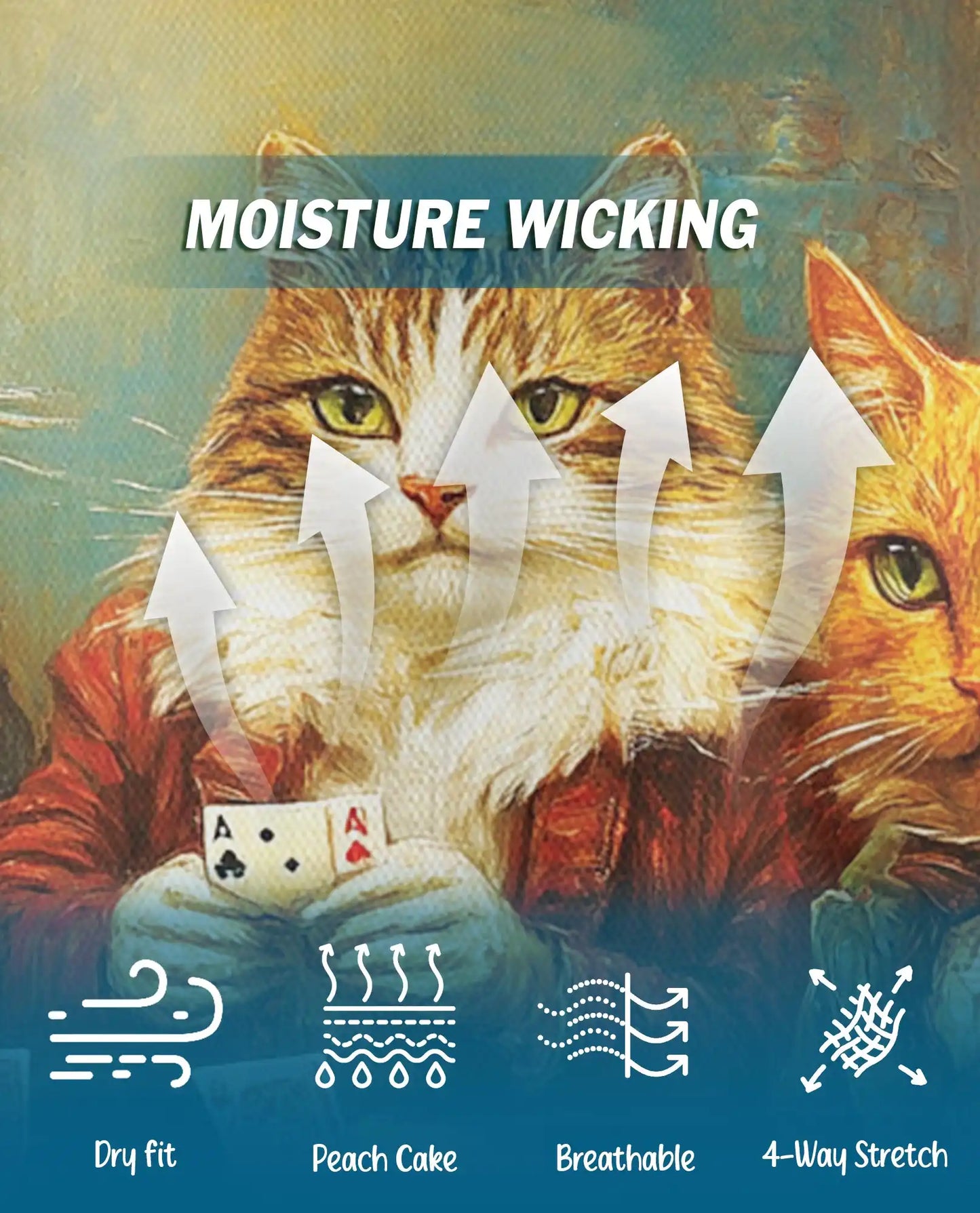 Vintage Cat Poker 3D Polo Shirt for Men, Funny Animal Card Game | Azhawaiian