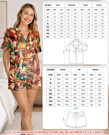 Christmas Santa Pajama Set for Women, Santa Claus Holiday Sleepwear with Cozy Winter Design