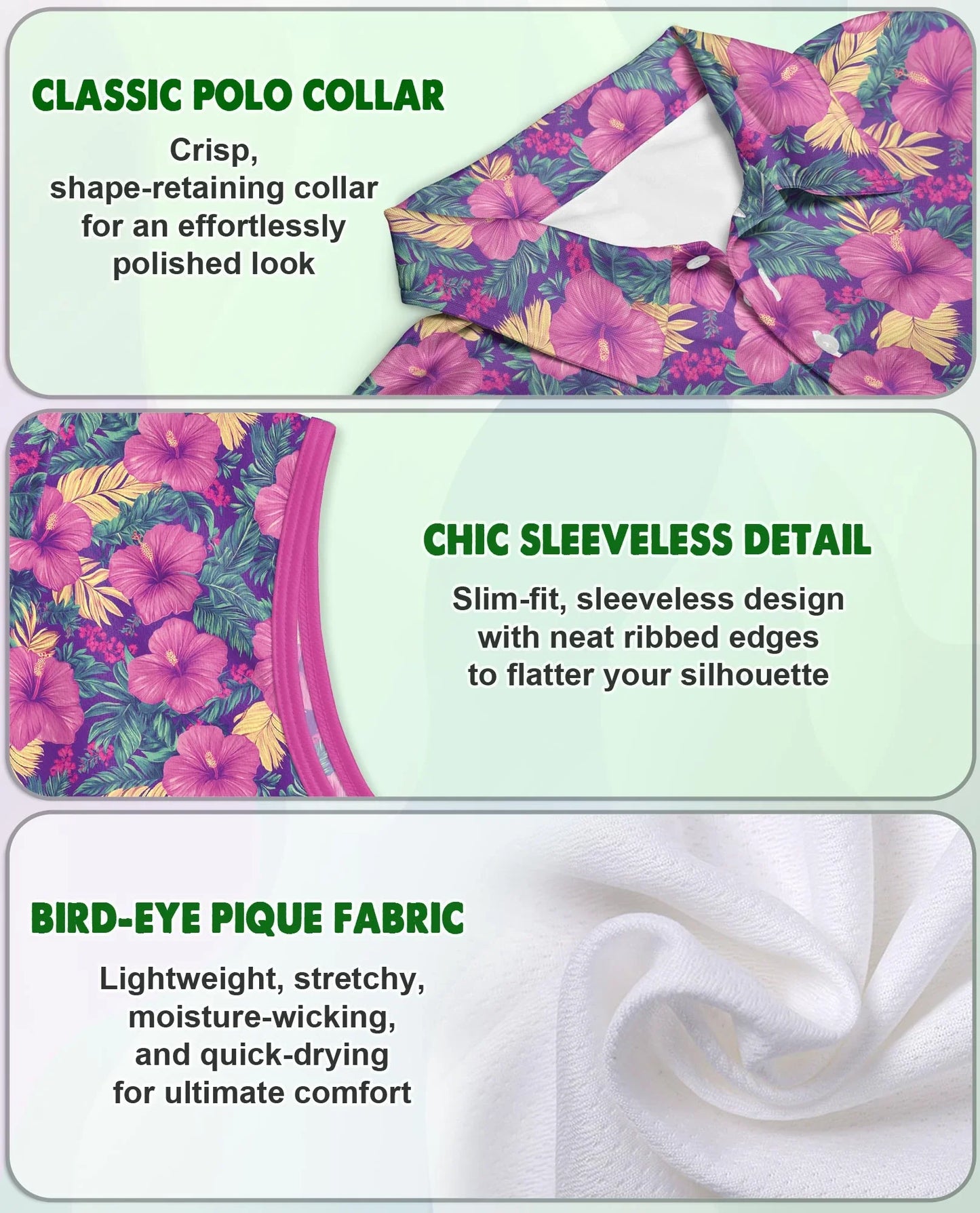 Tropical Hibiscus Purple Sleeveless Polo Shirt for Women | Azhawaiian